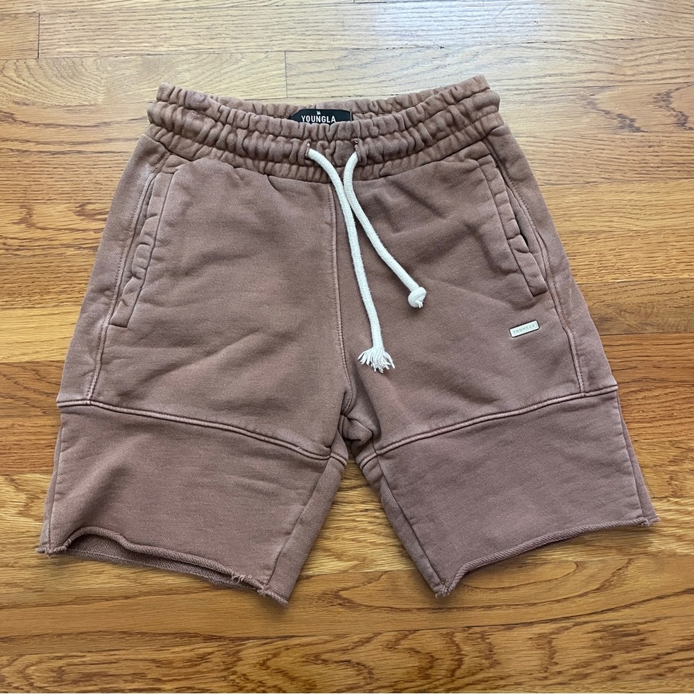 YoungLA light Brown Men's athletic sweat Shorts Small